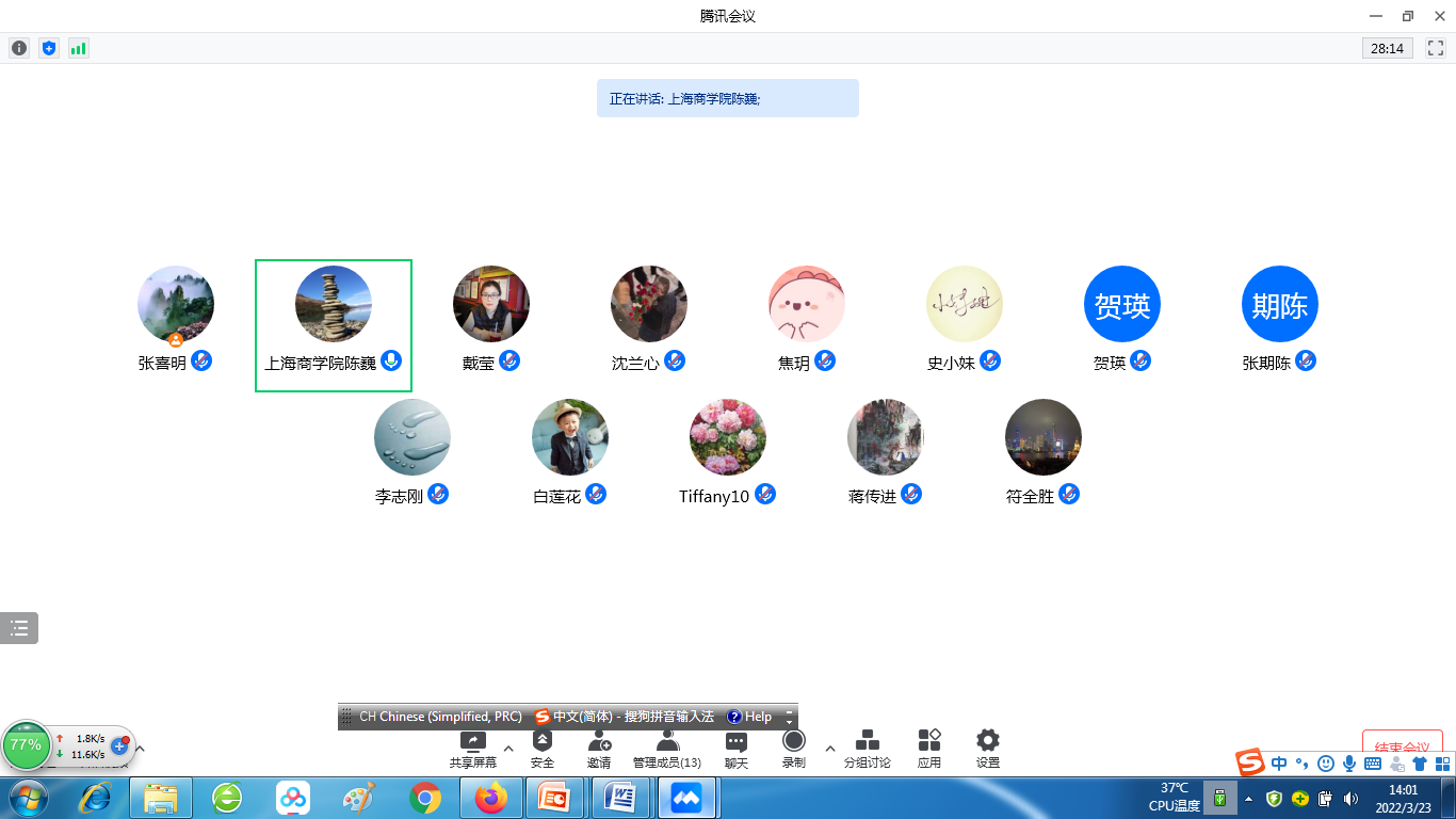 Screenshot of the online work meeting