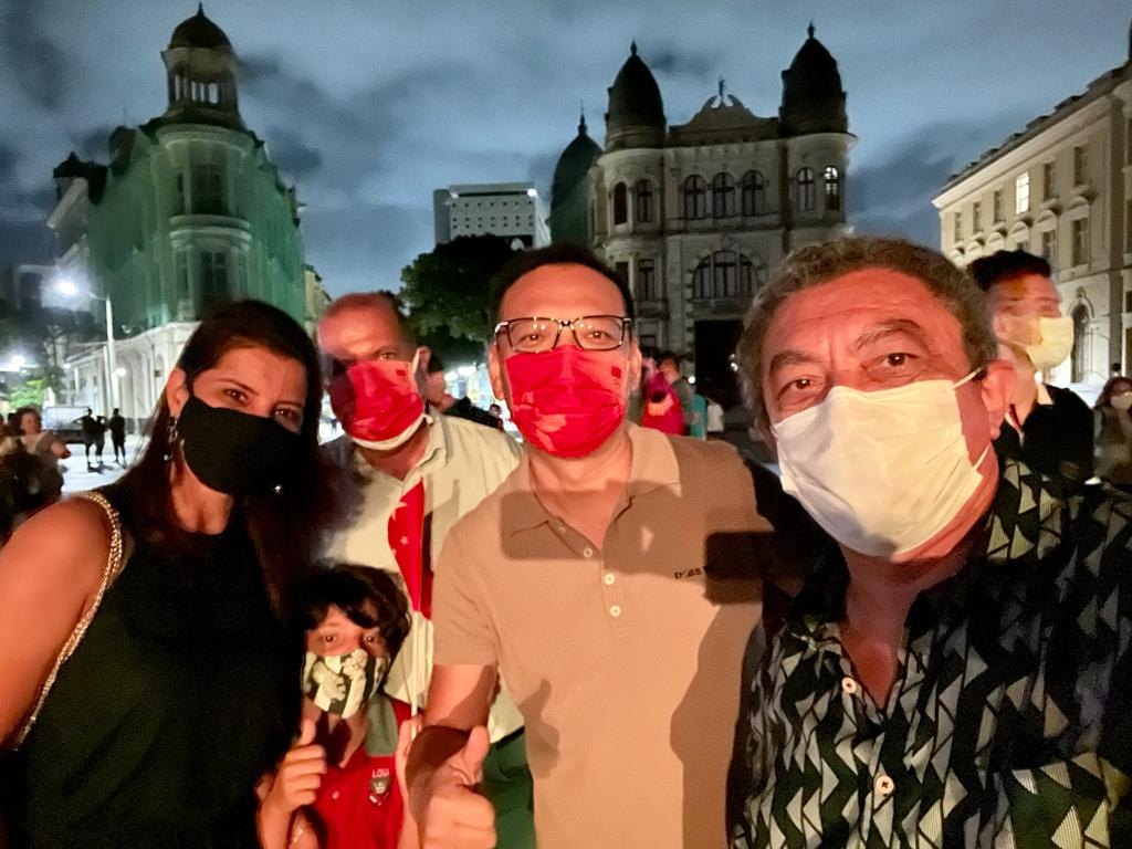 A Group Photo of Mr. Francisco and His Chinese and Foreign Friends at the Chinese Spring Festival Celebration in Recife, Brazil