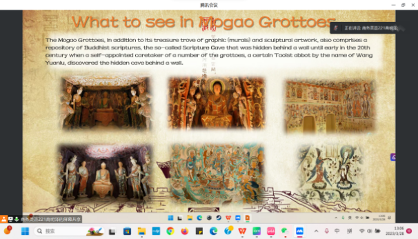 Introduction to Mogao Grottoes, a Treasure House of Chinese Art, at the Exchange Meeting