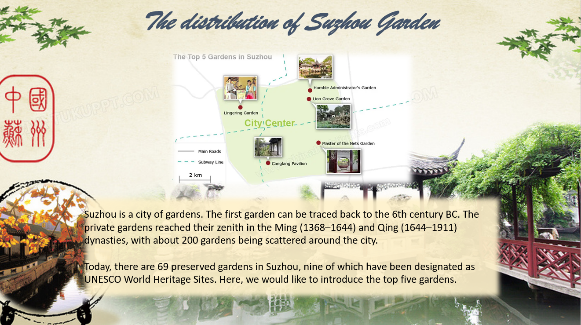 分享会上介绍中国著名建筑故宫和苏州园林截图