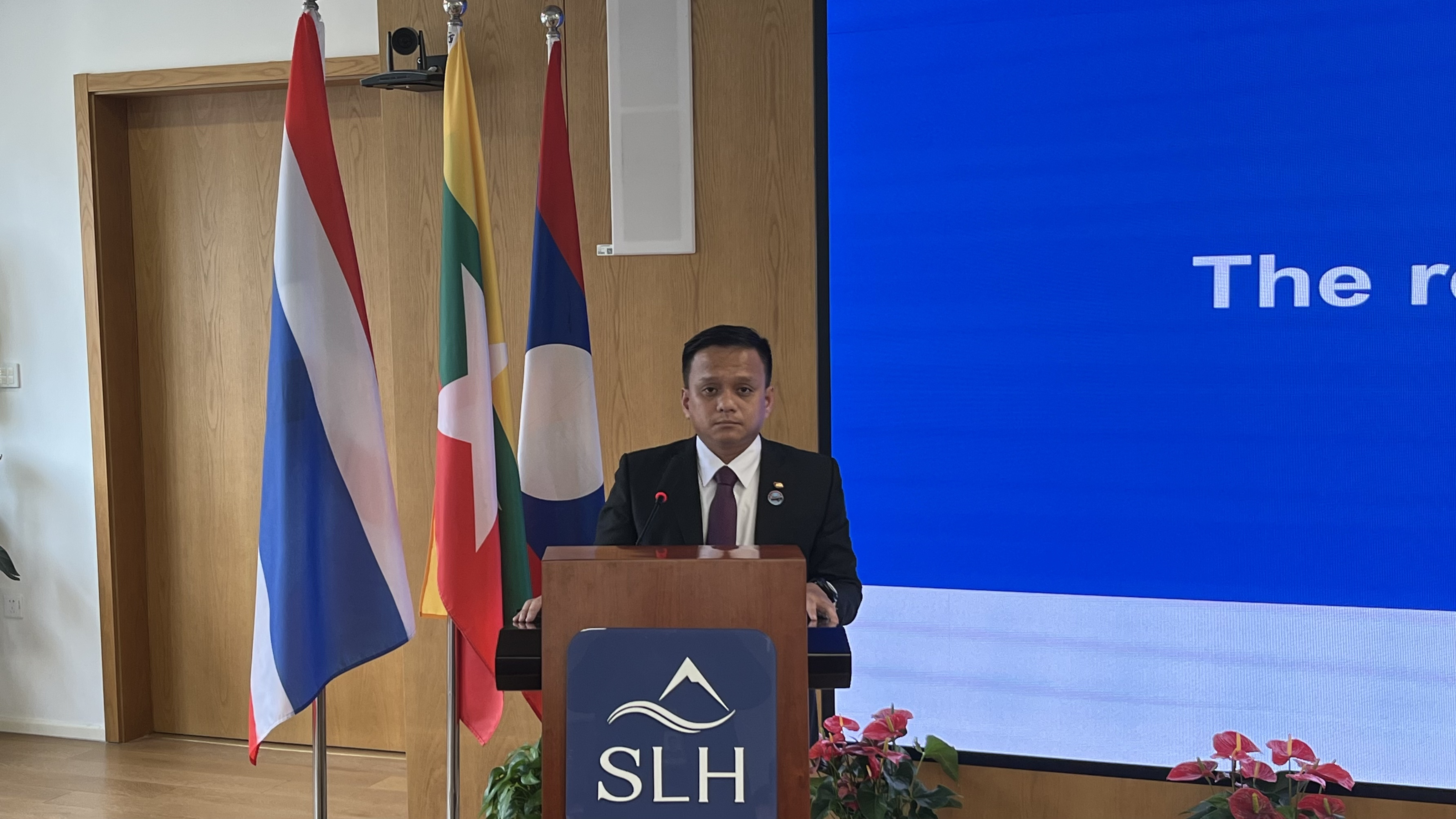 A trainee representative delivering a speech
